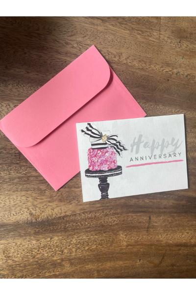 Greeting Card - Happy Anniversary Pink Cake